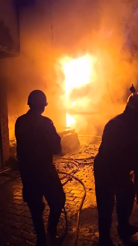 Fire broke out in a three-storey house