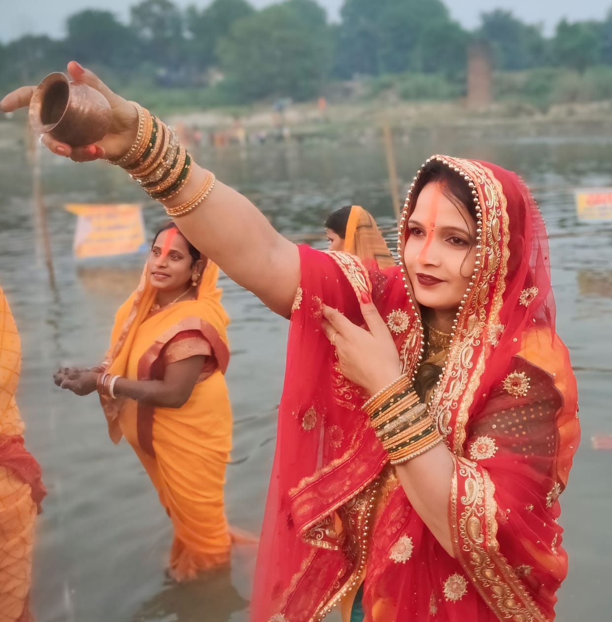 Offered Arghya to the setting sun and sought blessings from Chhathi Maiya.