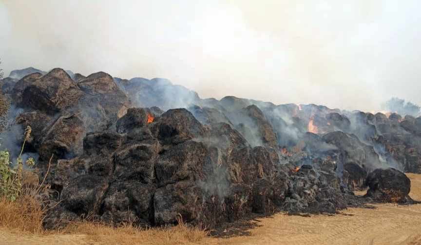 25,000 quintal straw bales caught fire in village Phula, loss worth lakhs