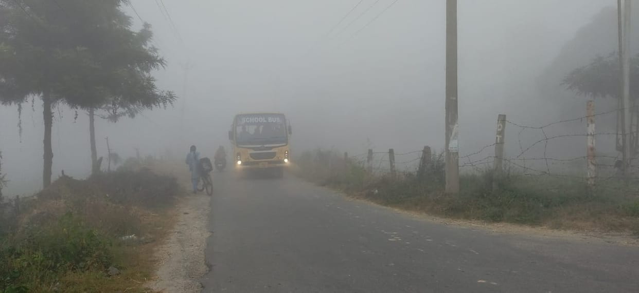 Change in weather, dense fog in many areas and visibility remained at 15 meters.