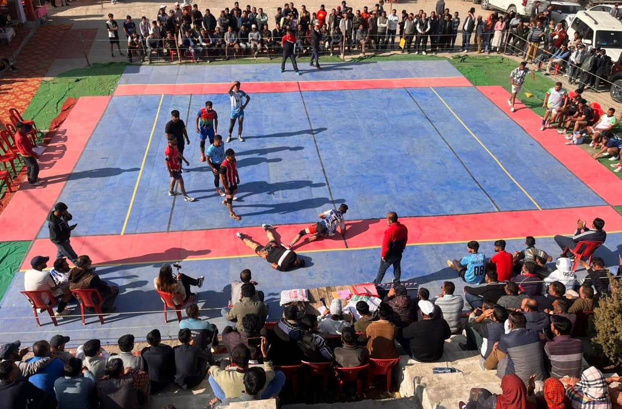Players showing their strength in the sports competition at Potato Ground Theog