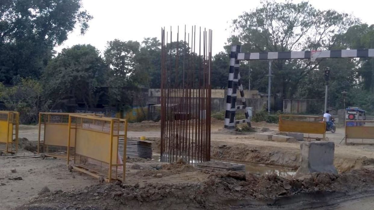 Overbridge construction stalled for a month