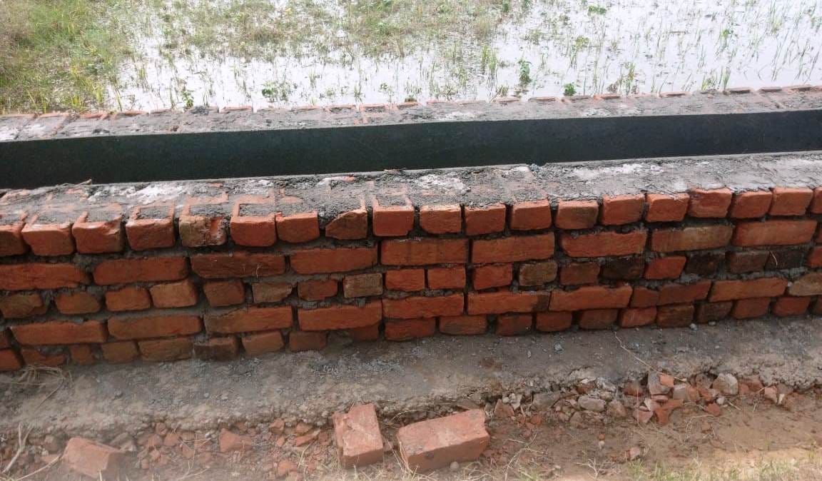 Stopped construction of drain made with poor quality material