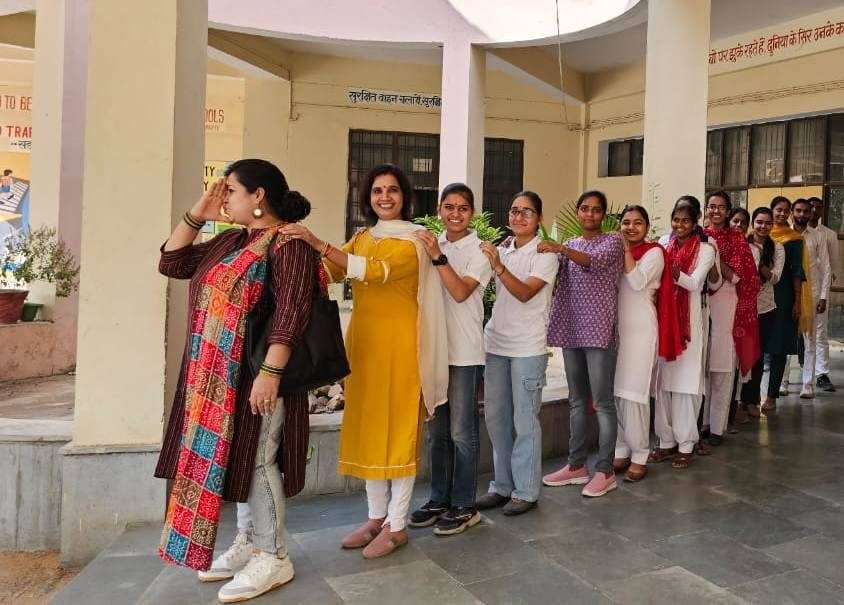 Teachers and students circled the college by making chhuk-chhuk train.