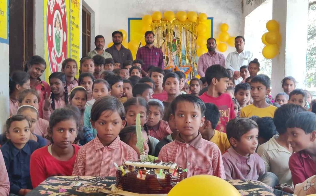School courtyard blossomed with children's smiles
