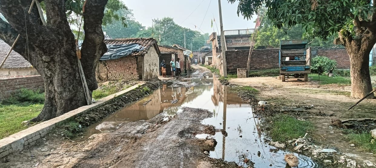 Waterlogging on the road is increasing the problems of villagers