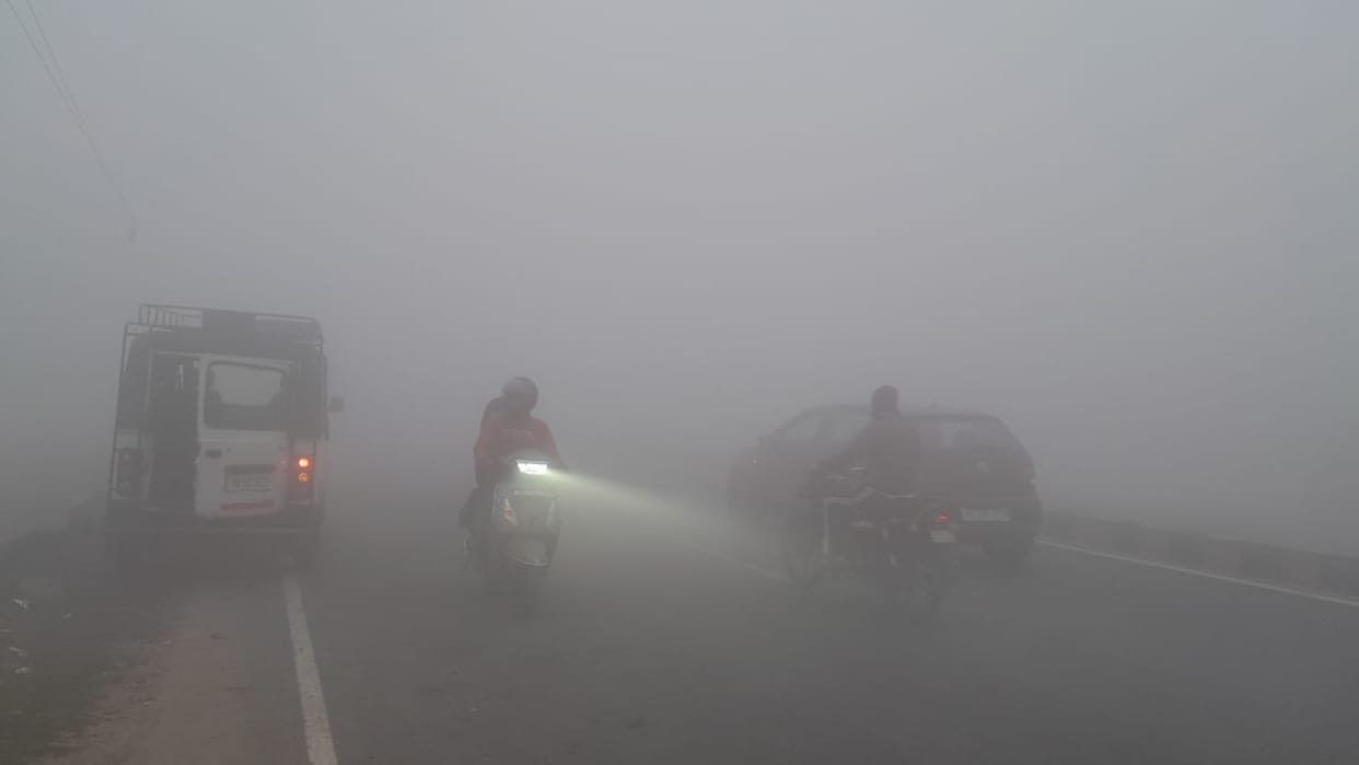 Due to fog, visibility remained zero till seven in the morning, after one hour sunshine brought relief.