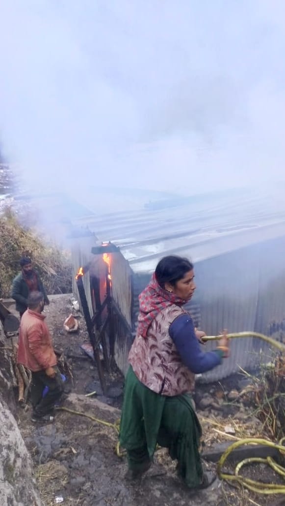 One and a half storey house burnt to ashes in Shakti