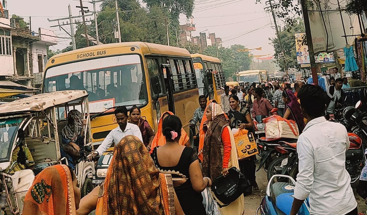 Traffic jam due to encroachment, people struggled for four hours
