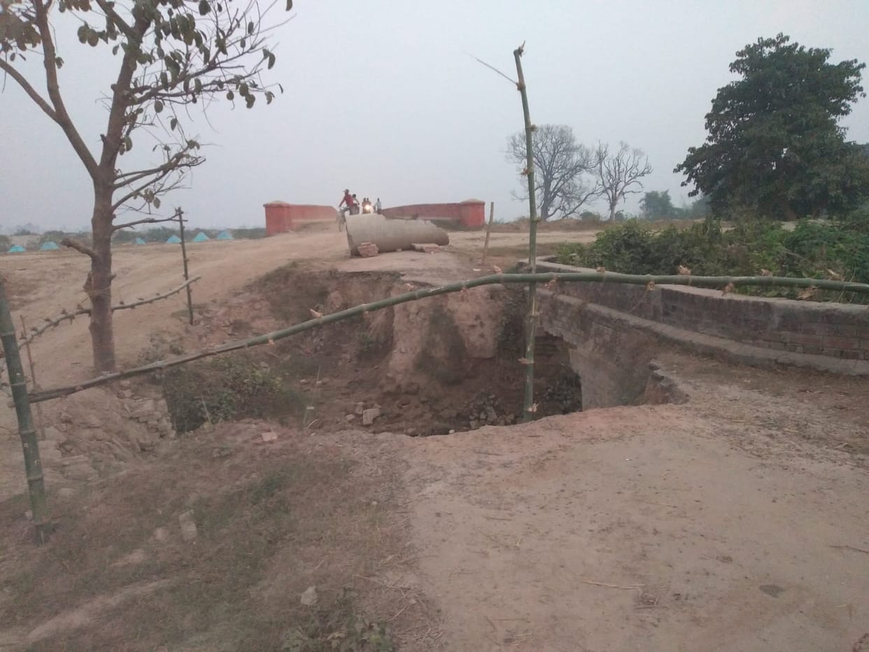 Even after five months, the bridge could not be built due to rain and flood