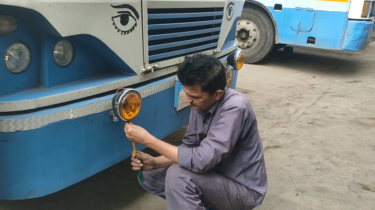 Roadways installed fog lights and reflectors in buses