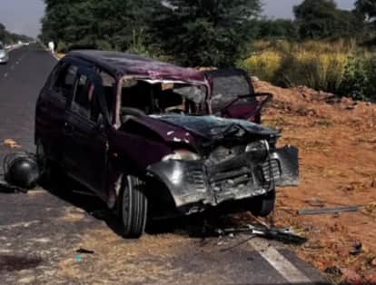 Hanumangarh News: Car lost balance and collided with a parked truck, woman died
