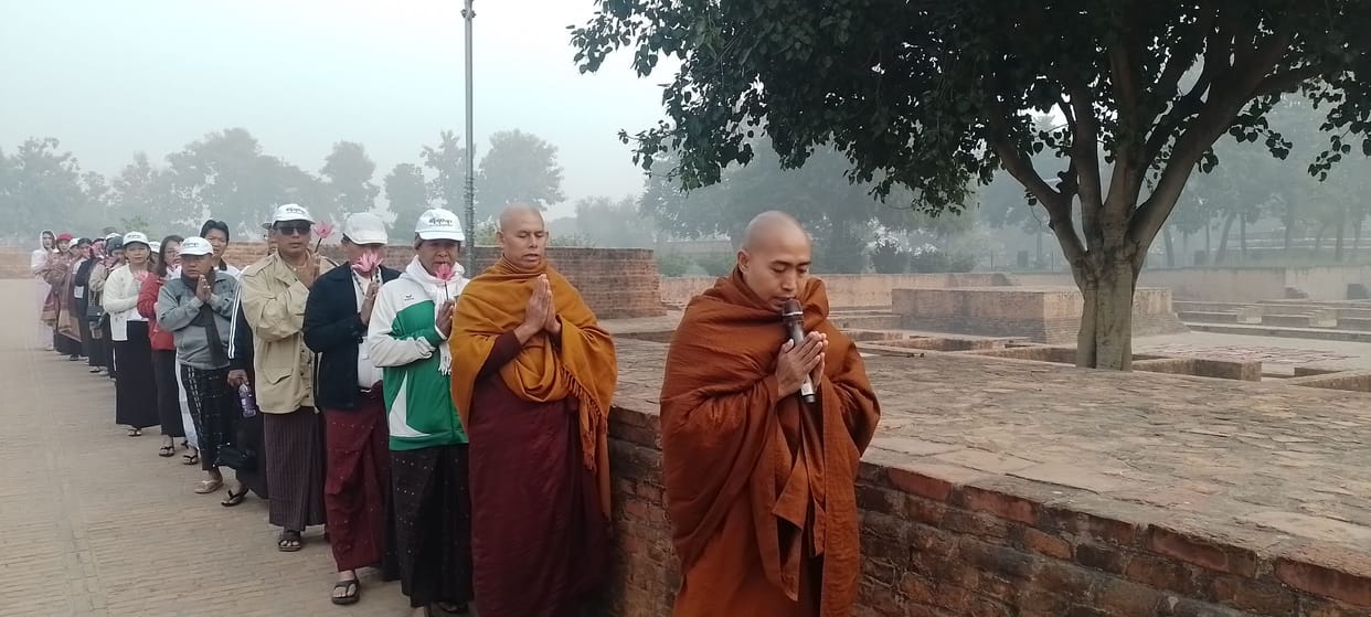 Followers prayed at Gandha Kuti