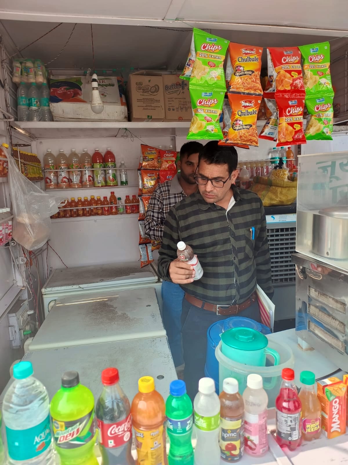 Samples of patties, apple juice, potato chips collected from three shops at Narwana bus stand