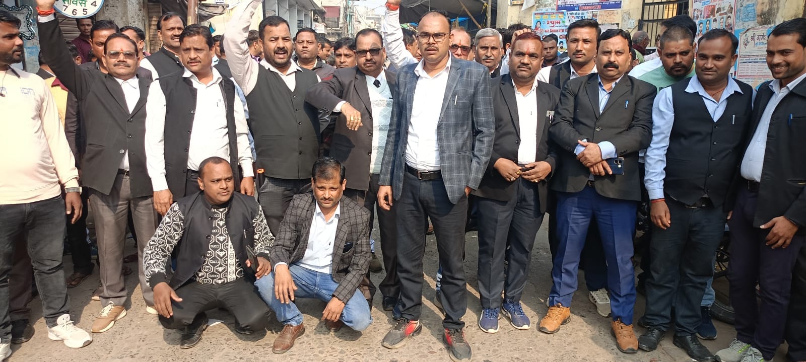 The lawyers staged a protest by blocking the road and submitted a memorandum