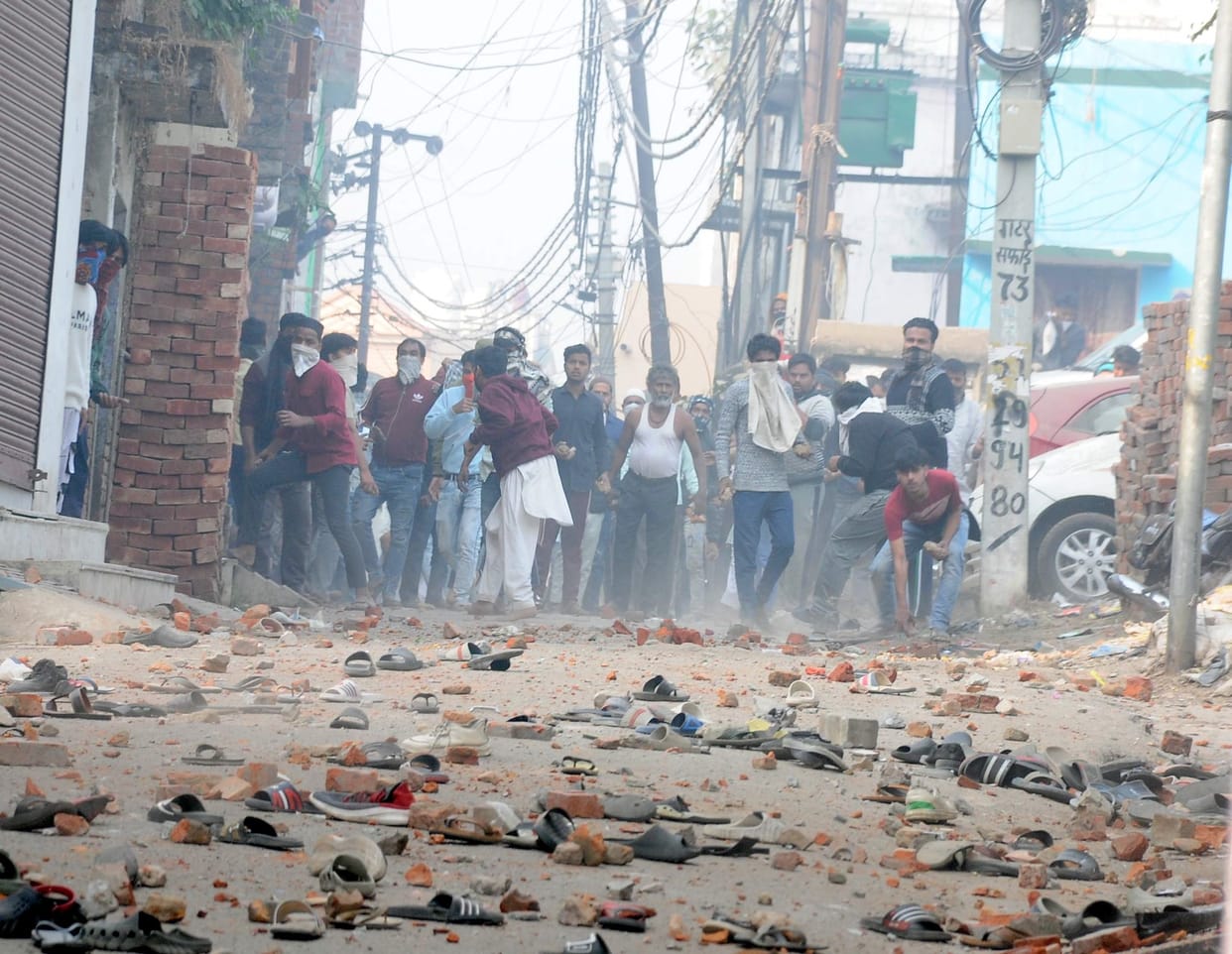 Stone pelters blocked the streets of the city