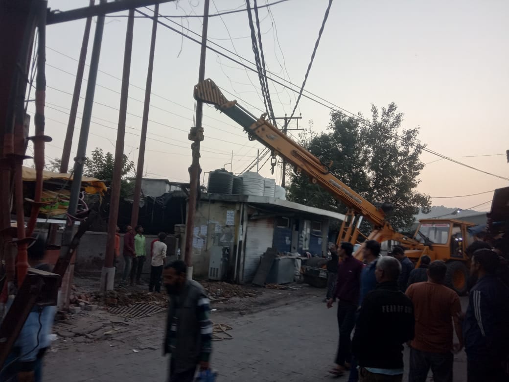 Electric pole in the middle of the road was removed