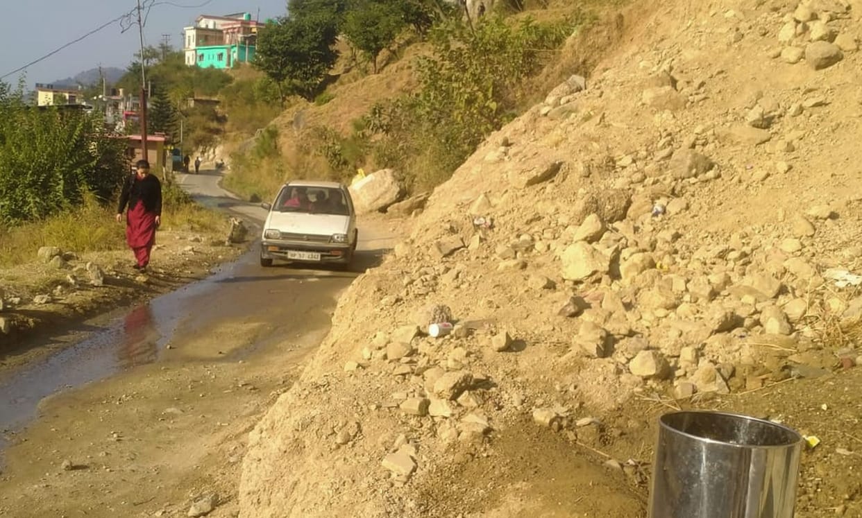 Debris lying on the road inviting accident