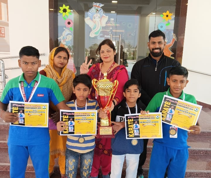 Suraj School team overall champion in Open Karate Championship