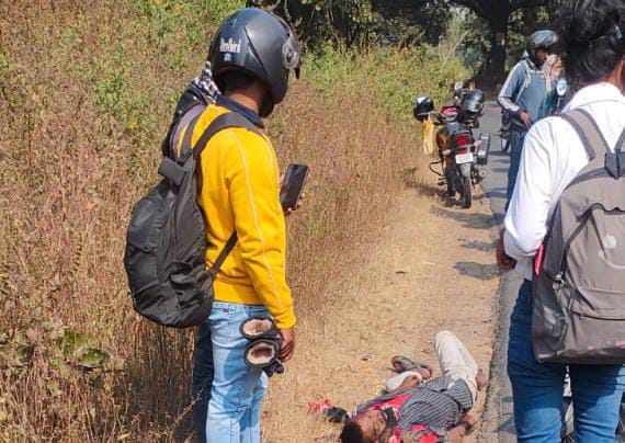 Horrific road accident near Son River bridge unknown vehicle hits bike two injured