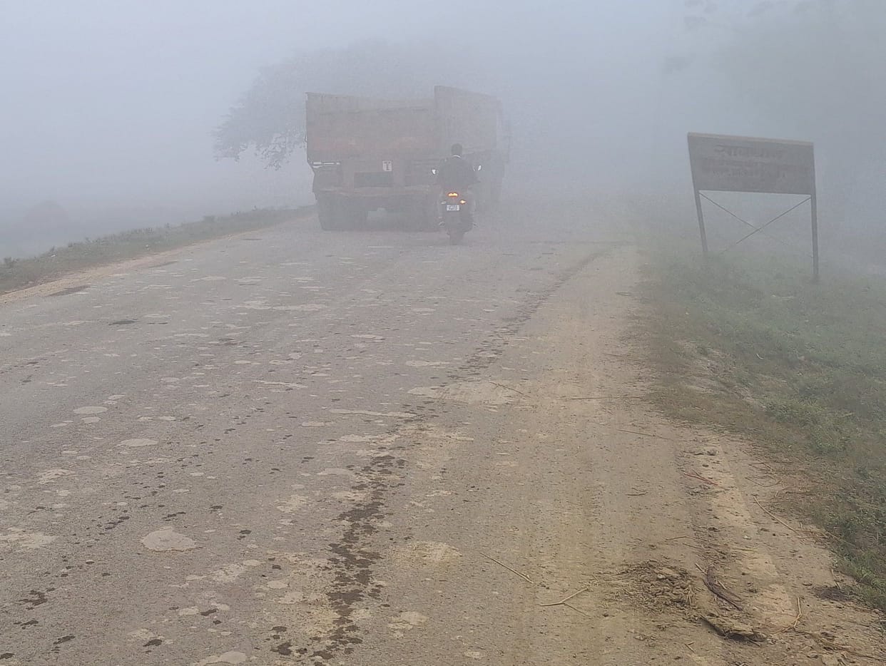 Signs and white stripes have disappeared from the road.