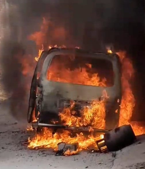 Car caught fire while filling gas, two including driver injured