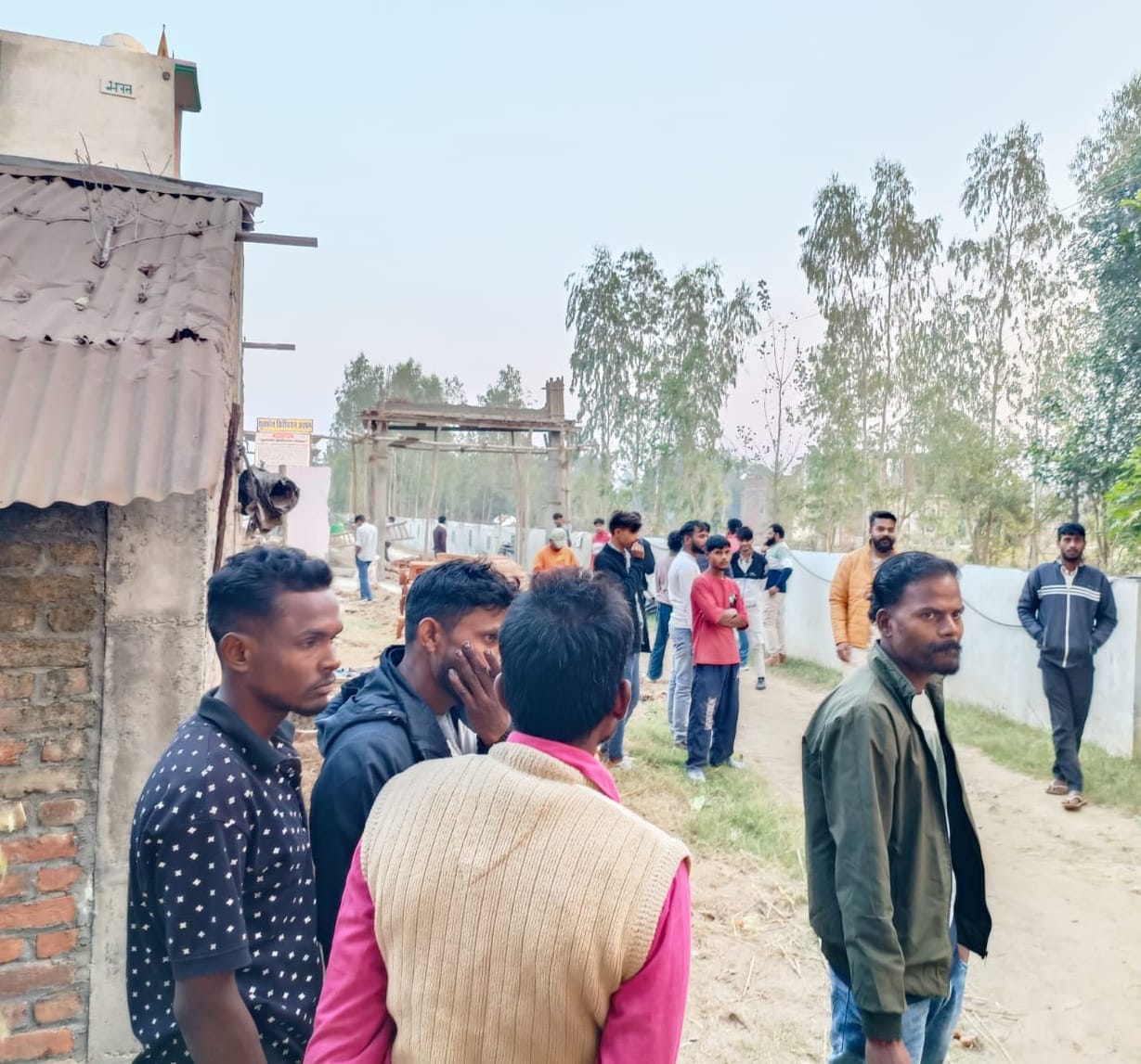 The under construction gate of the ashram was demolished