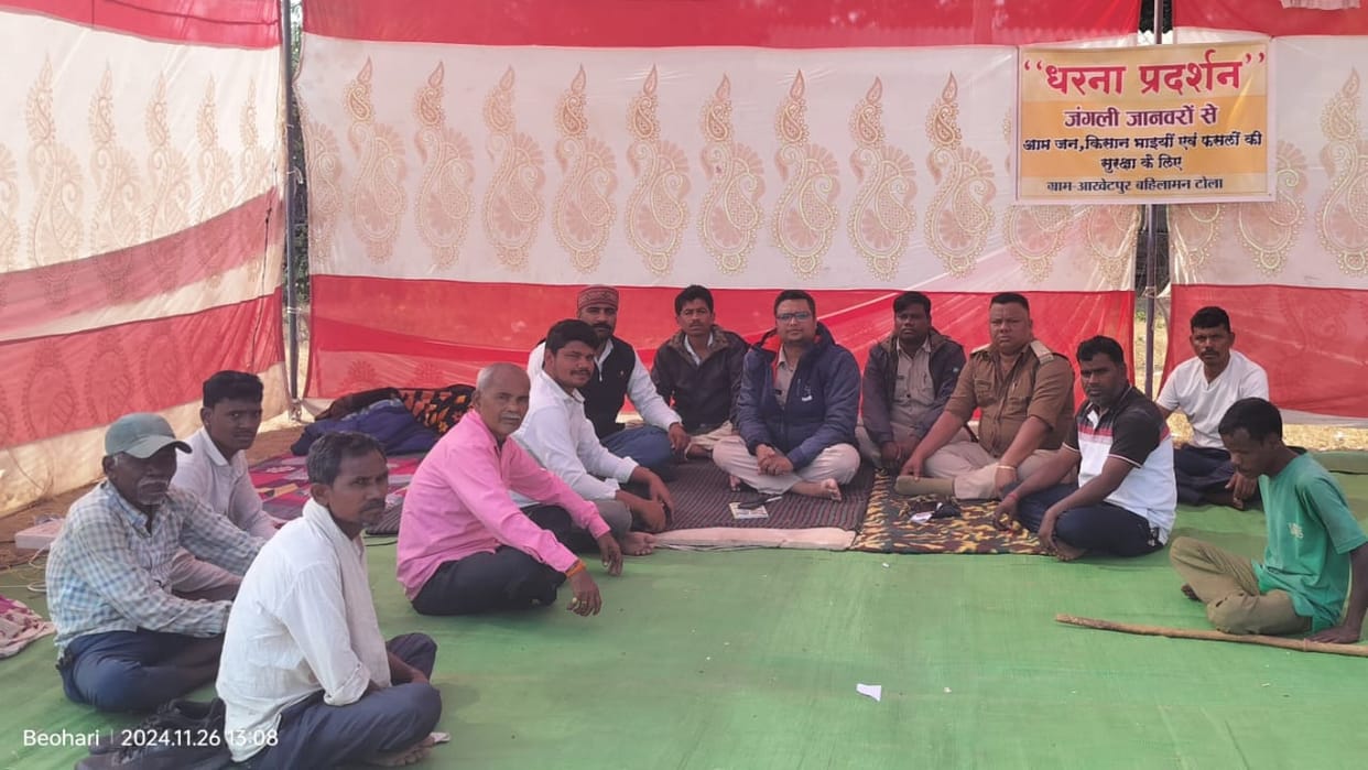 protect our life and property from wild animals, protest of people of Akhetpur continues for the sixth day