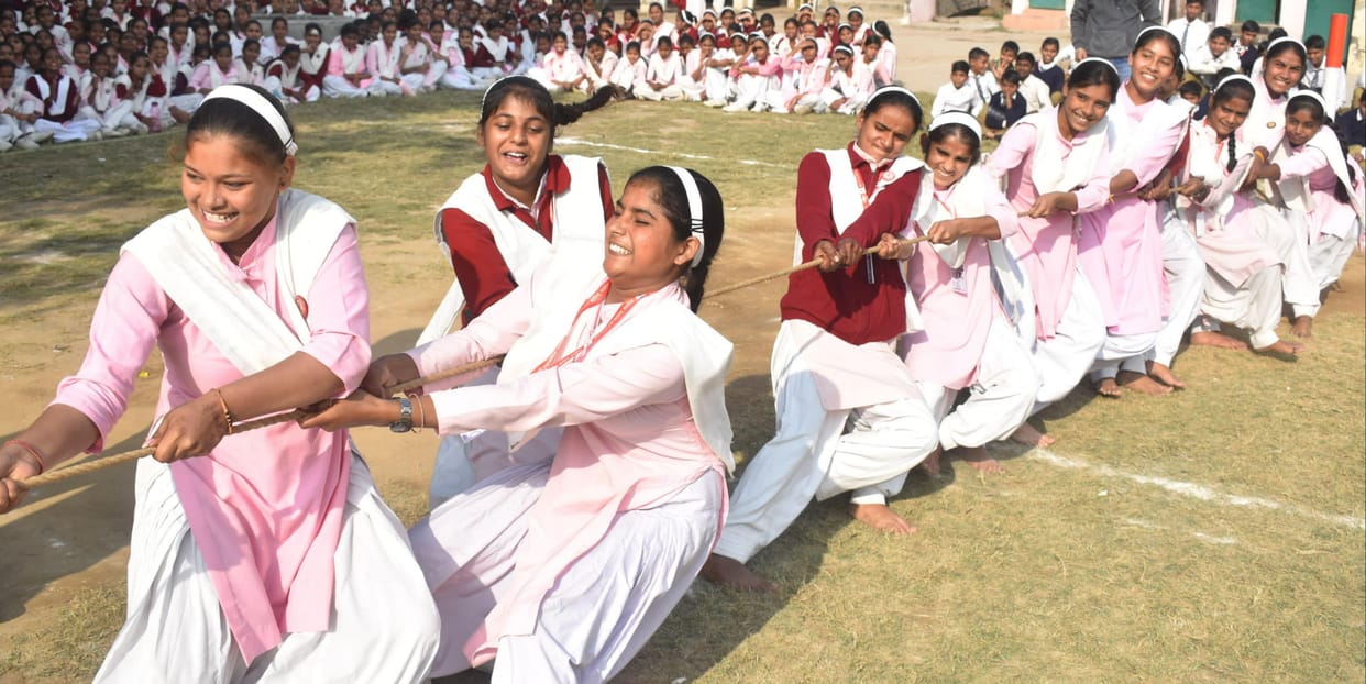 11th class girls won the tug of war competition