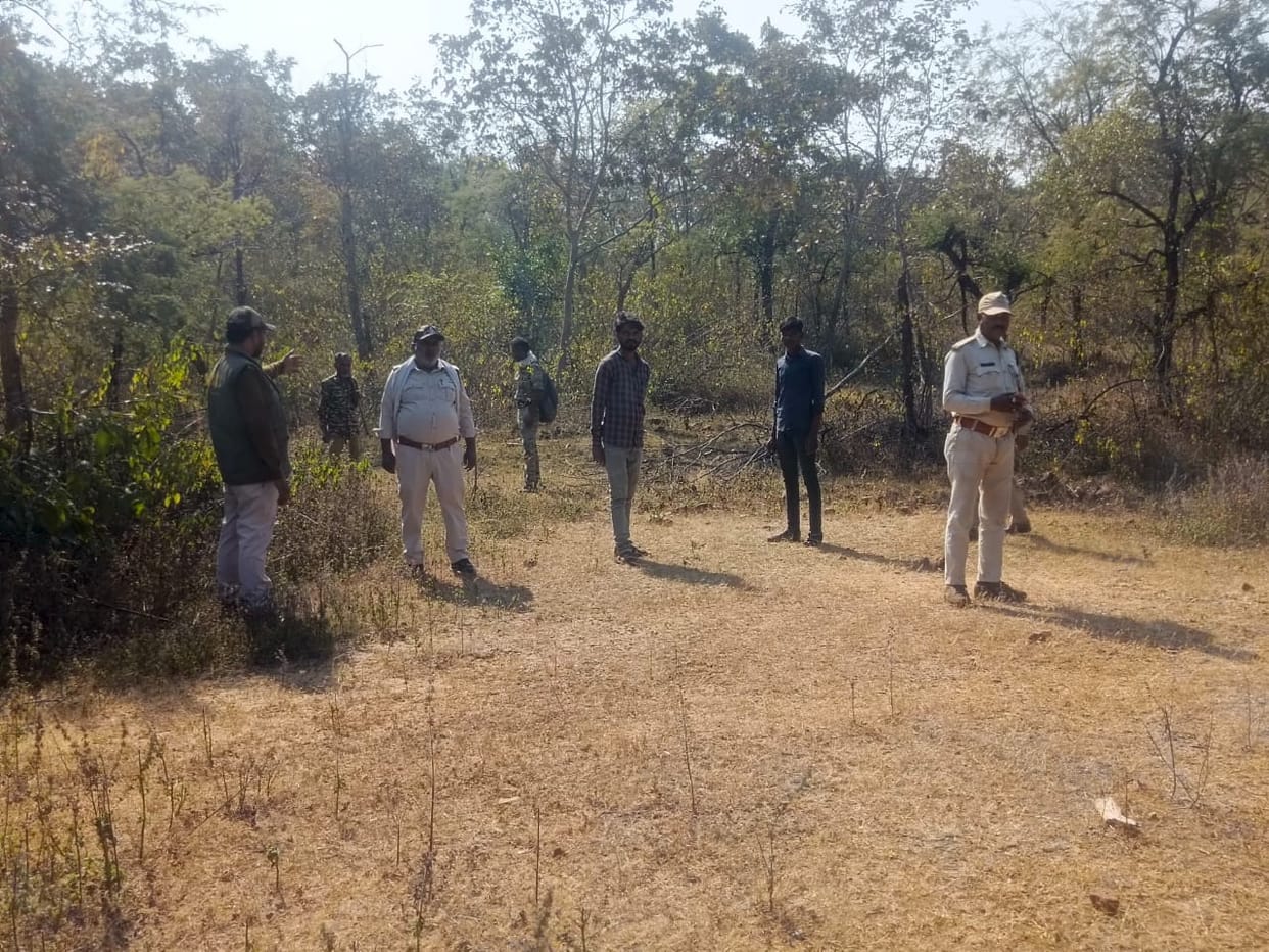 Damoh Forest workers of two districts looking for injured deer which was hit by an arrow