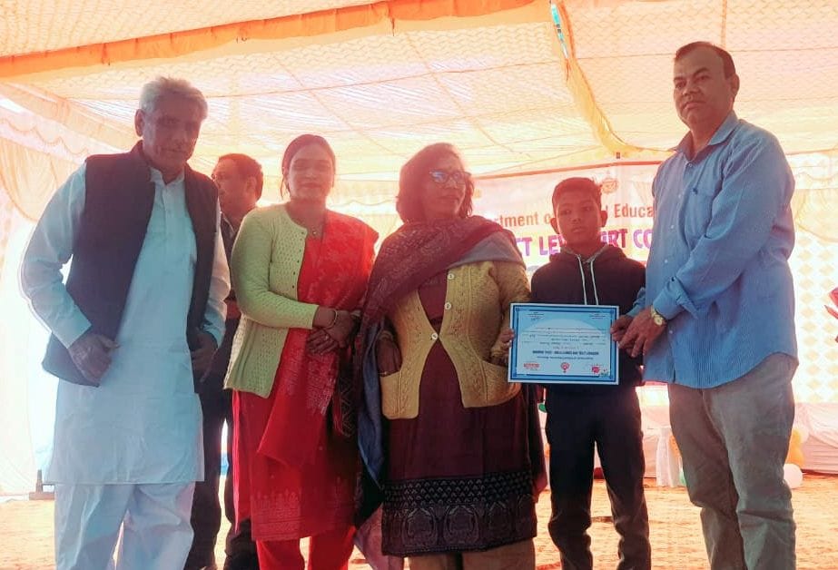 Saurav got first place in district level art competition