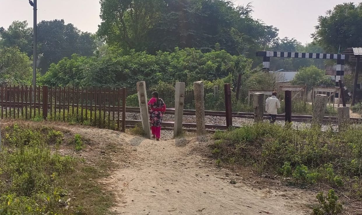 Villagers made a way to pass through the railway track