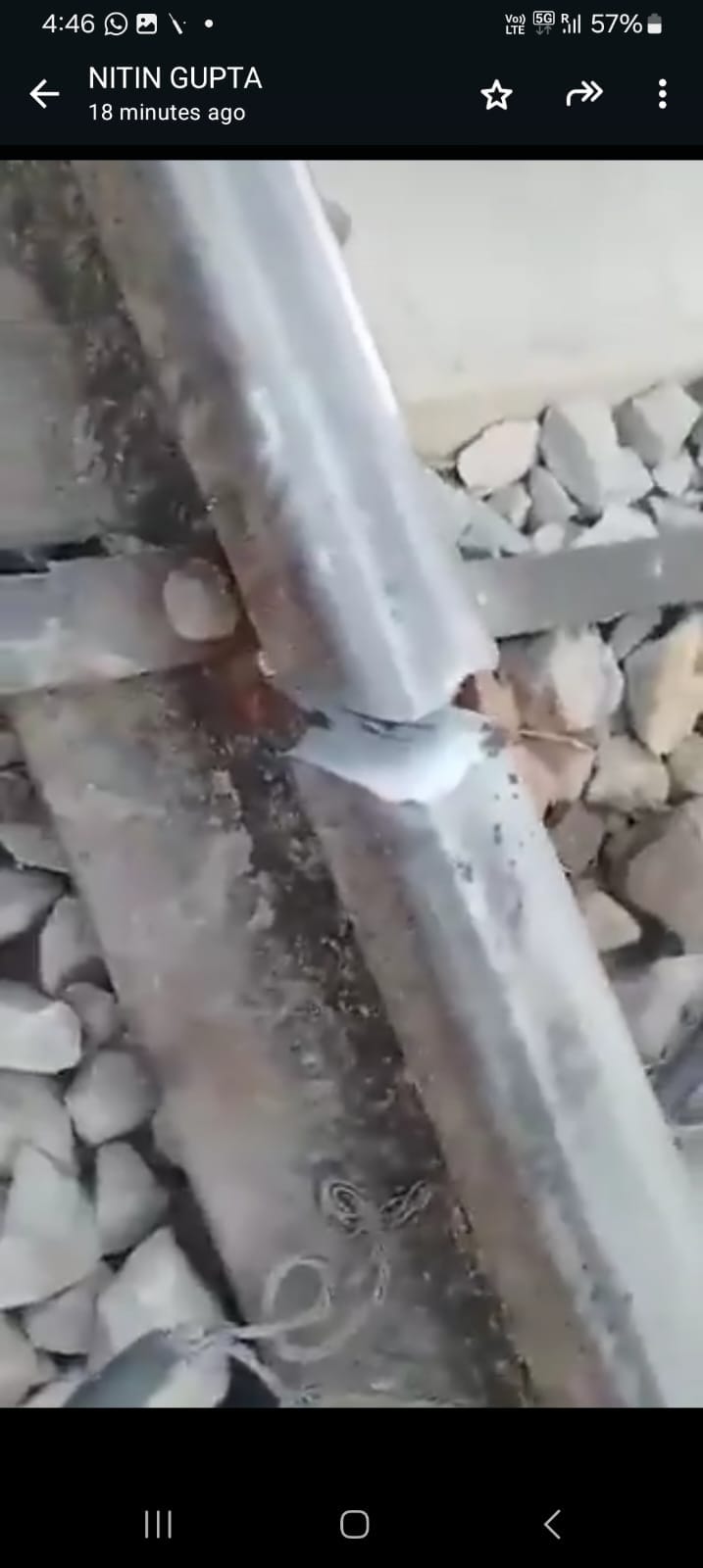 Railway track broke after goods train passed