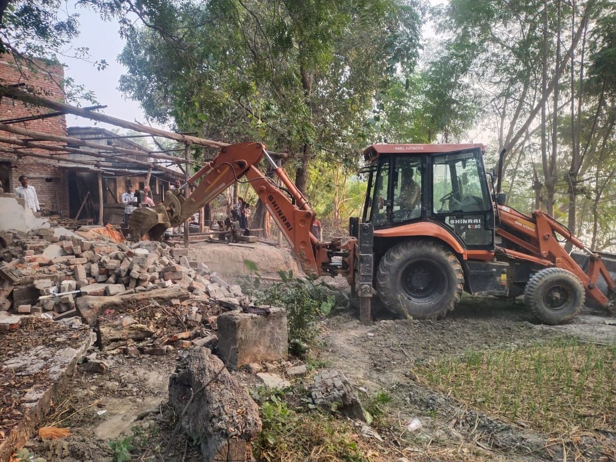 Encroachment from pond land was removed on the orders of the court