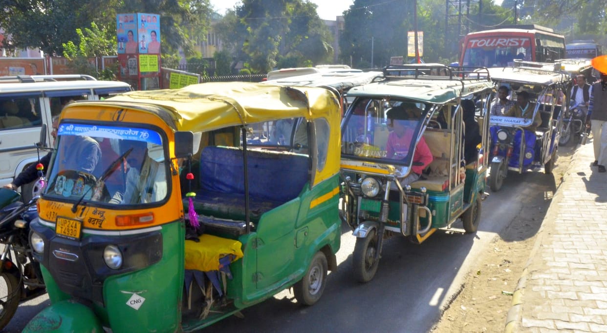 Traffic jam after protest