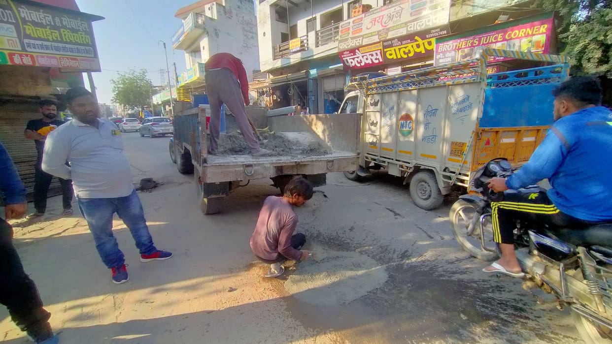 PWD took care of the broken roads of the city