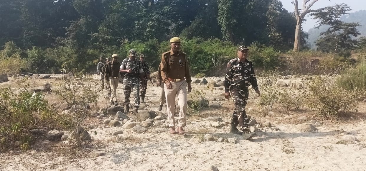 SSB and police personnel patrolled on Nepal border