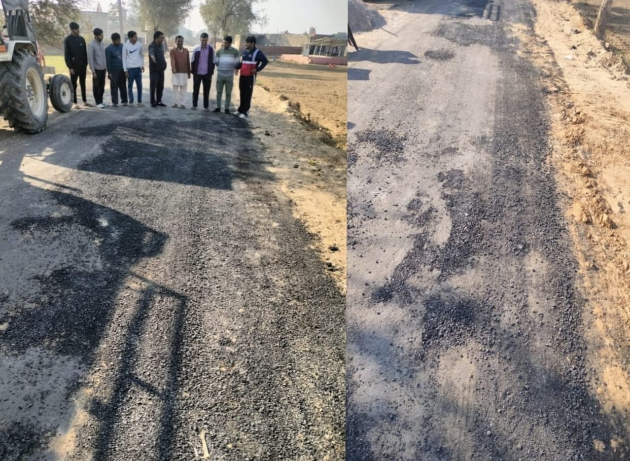 Villagers accused of using inferior material in road construction