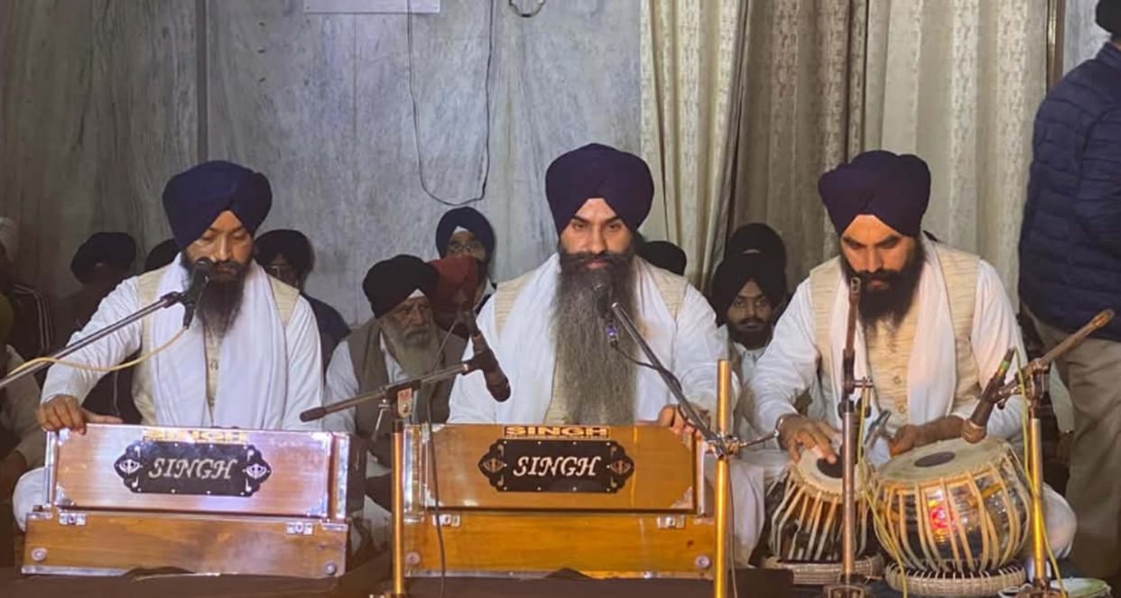 The audience is delighted by the Shabad Kirtan of the Raggi groups