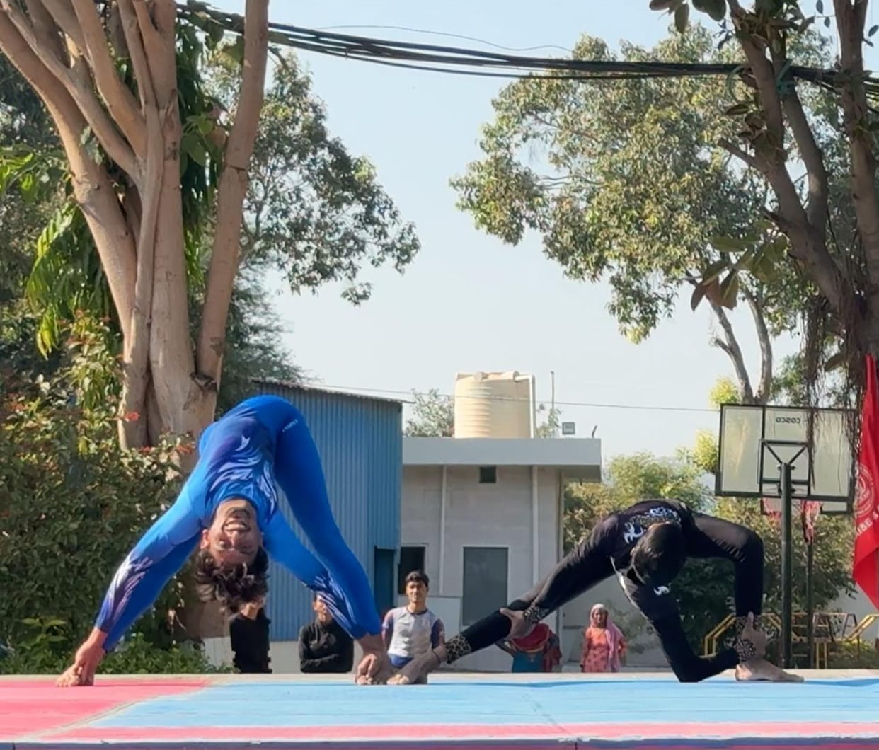 Selected players are practicing yoga in the national camp held in Bohatwas Ahir.