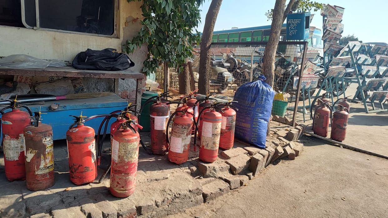 Transport department installed fire extinguishers in 100 roadways buses.
