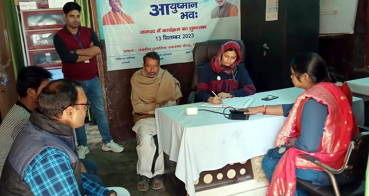 Crowd of patients suffering from cold, cough and fever in health fairs