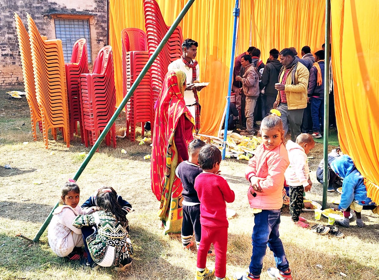 Food during marriage, groom gave water to drink
