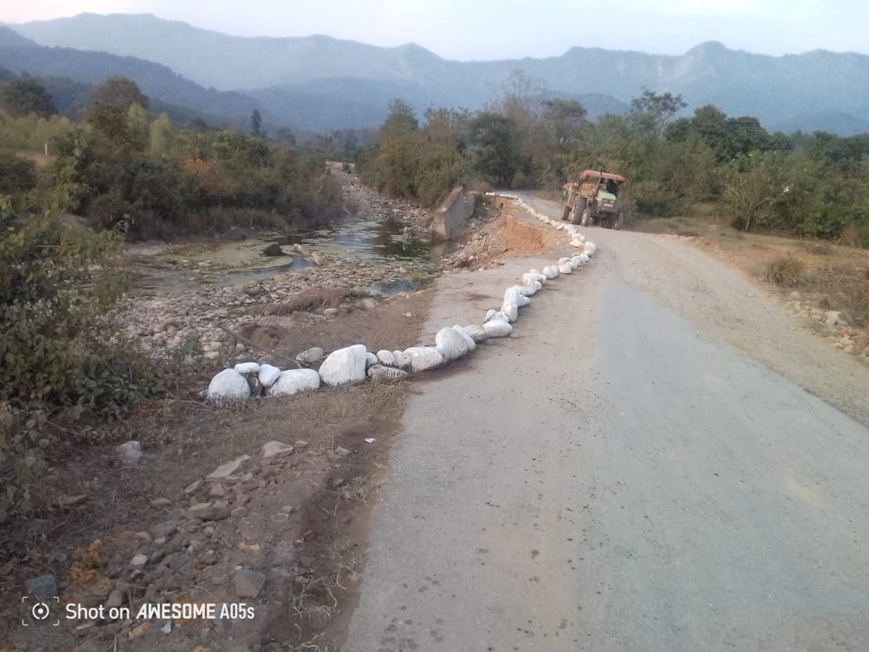 The part of Shaheed Kamalkant Marg washed away in the rain has not been rebuilt yet.