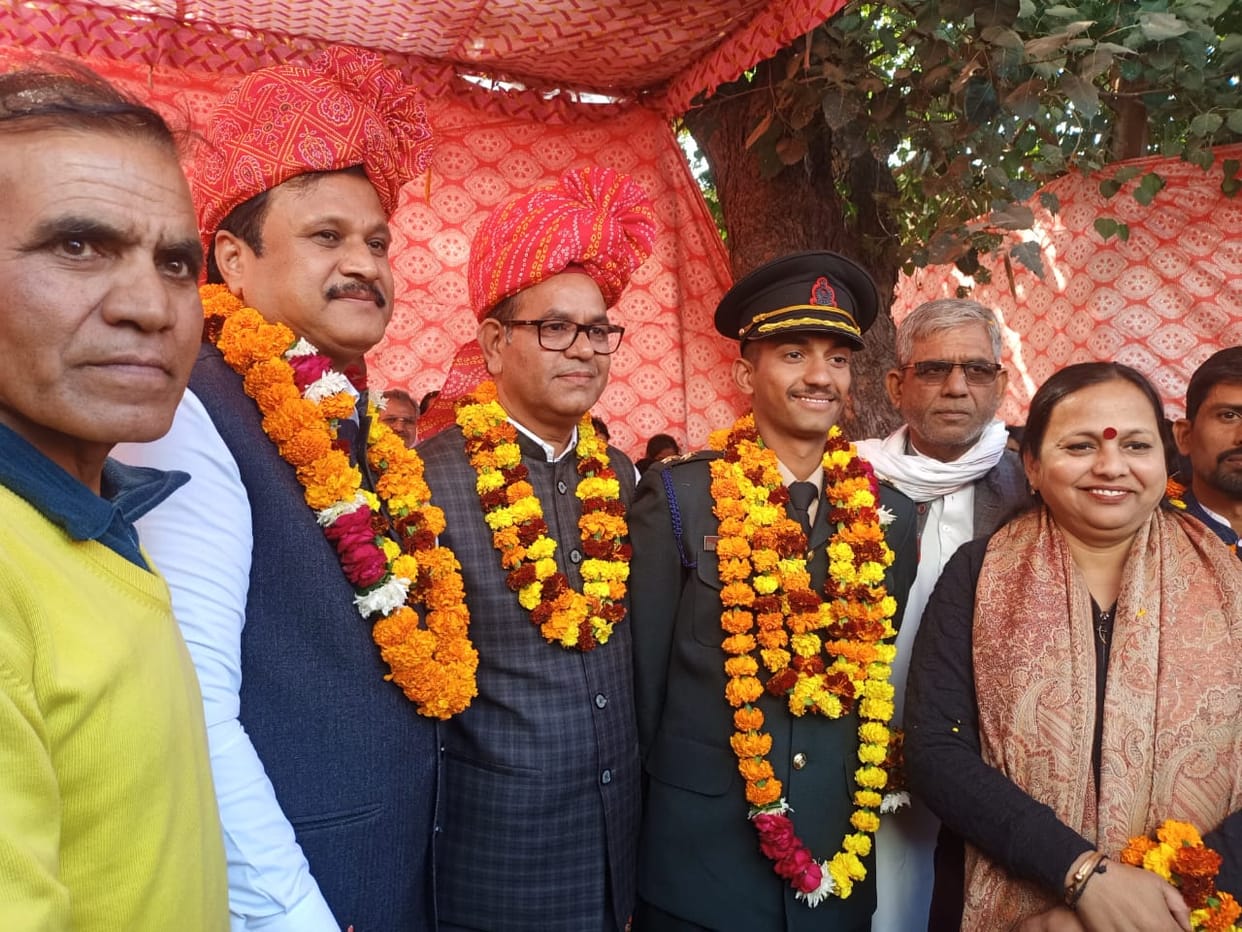 Garvit welcomed back to the village after becoming a lieutenant.
