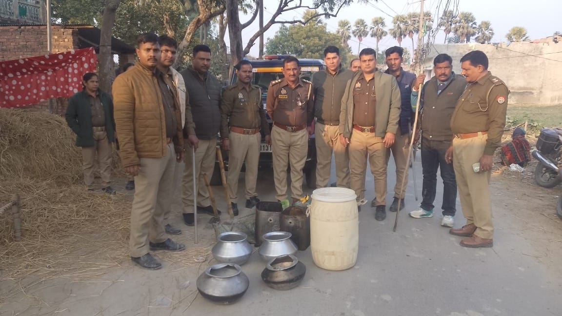 Police raided Ghorang village and destroyed four quintals of Lahan.