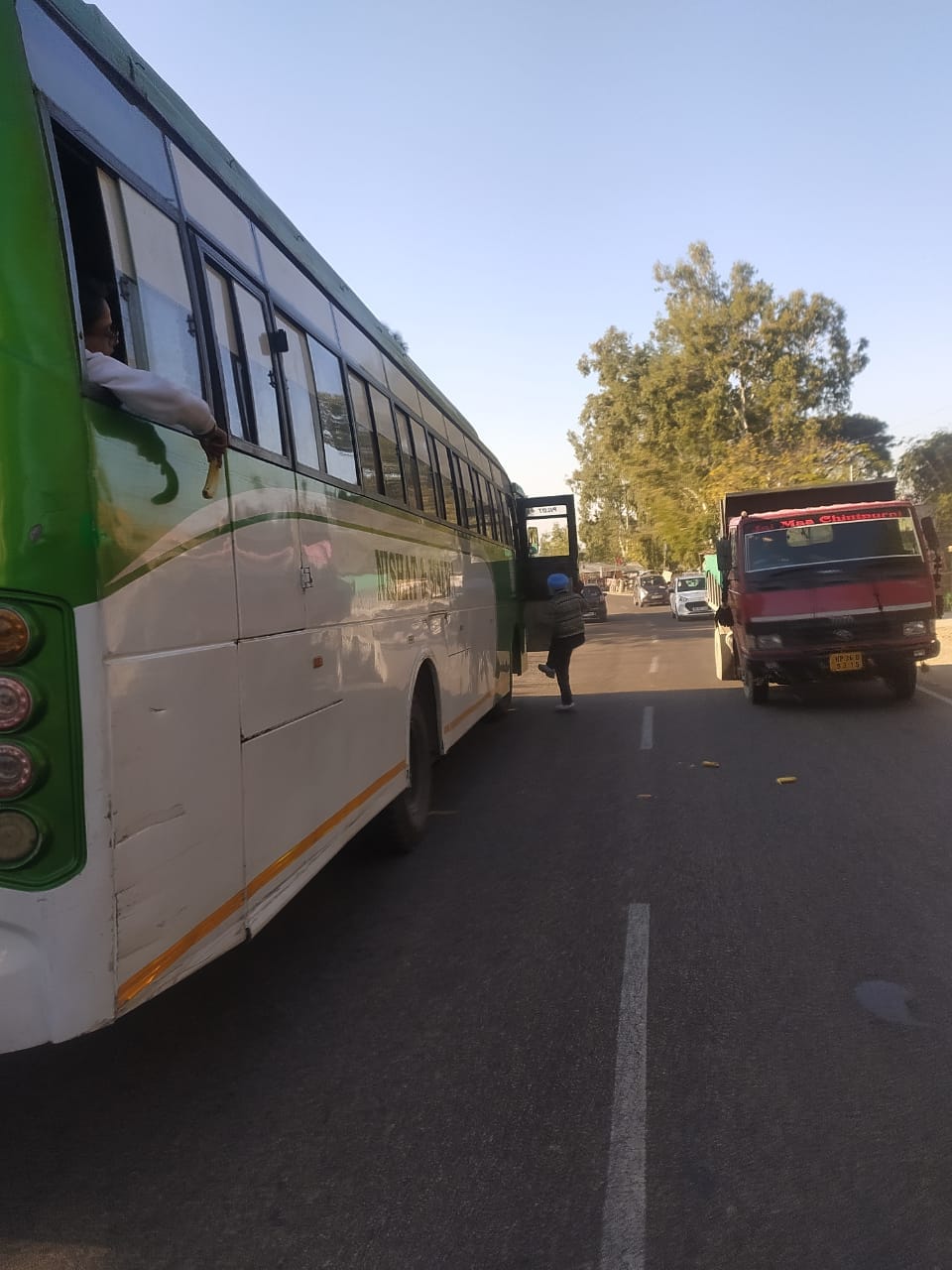 Passengers were feeding bananas to monkeys