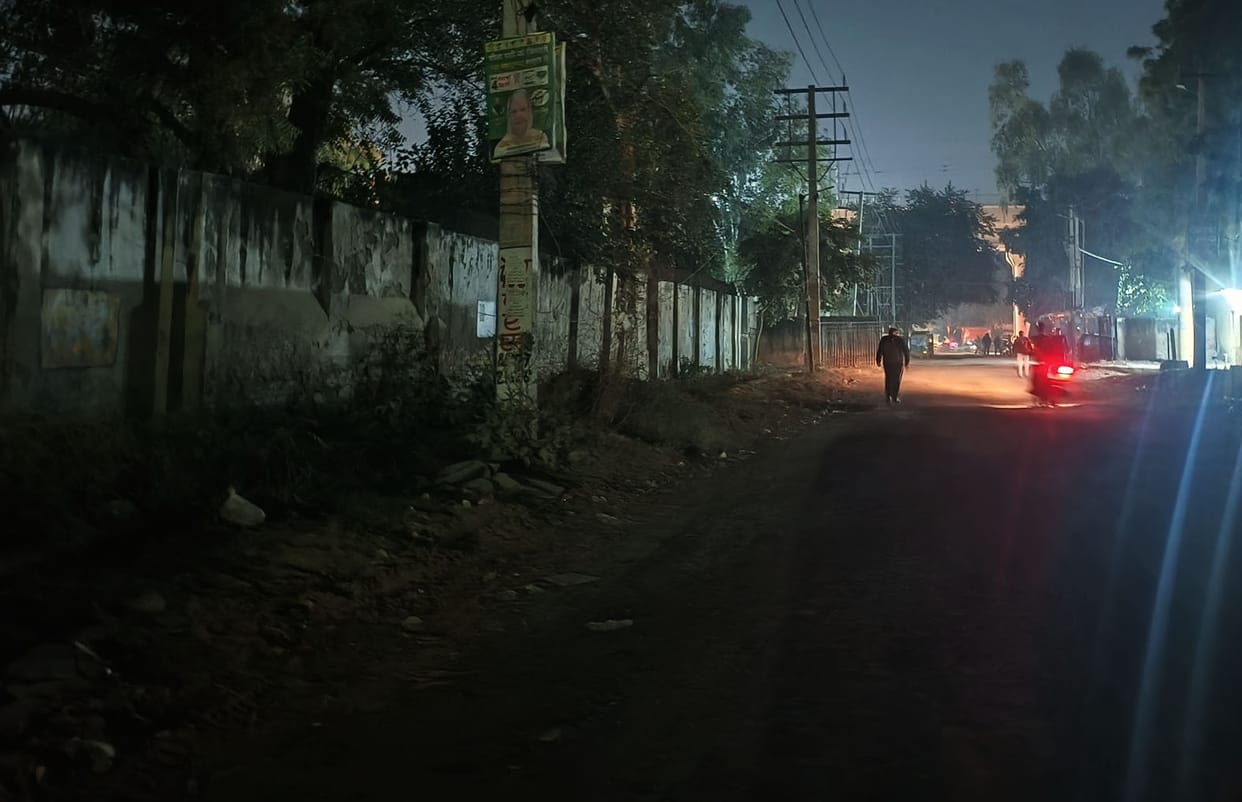 Broken road and street light troubled