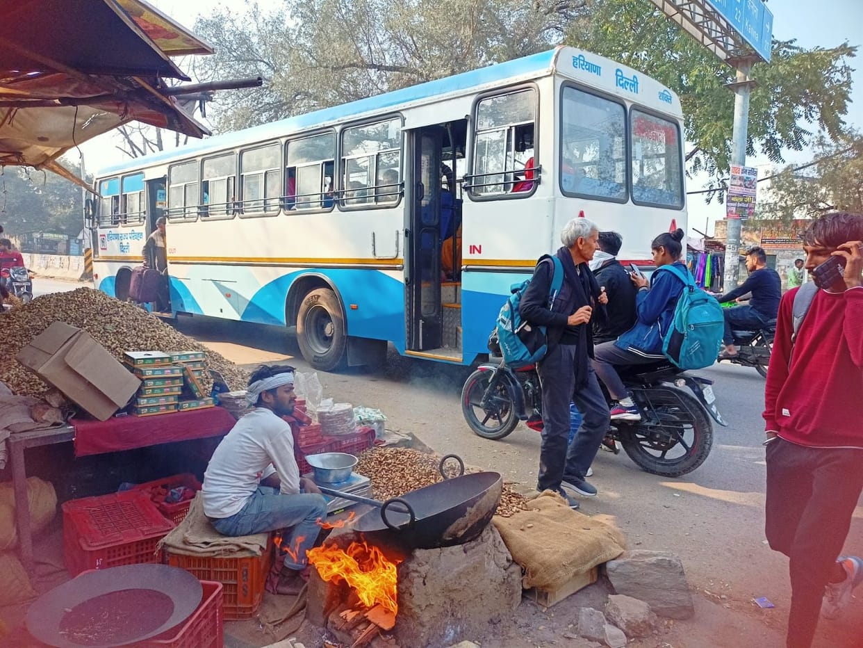 Passengers forced to wait for buses outside the stand
