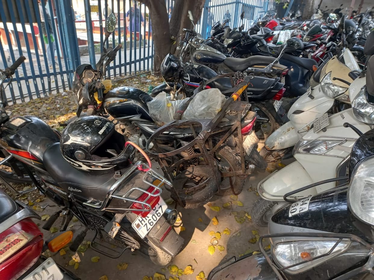 Private vehicles parked in the station parking